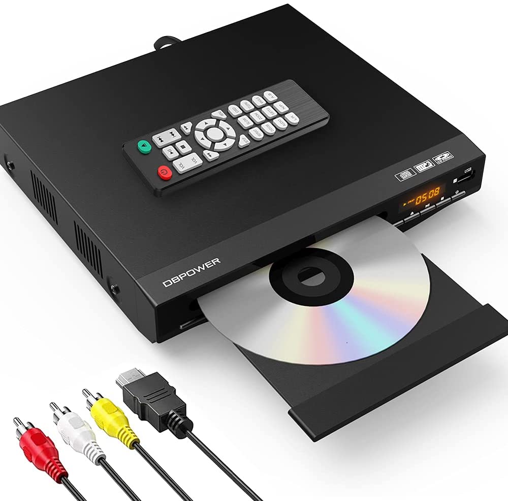 DBPOWER 1080P HDMI DVDプレーヤー 再生専用 ディスクプレーヤー RCA/HDMIケーブル付属 RCA/HDMI/USB端子搭載 リーションフリー CPRM対応 日本語説明書付き
